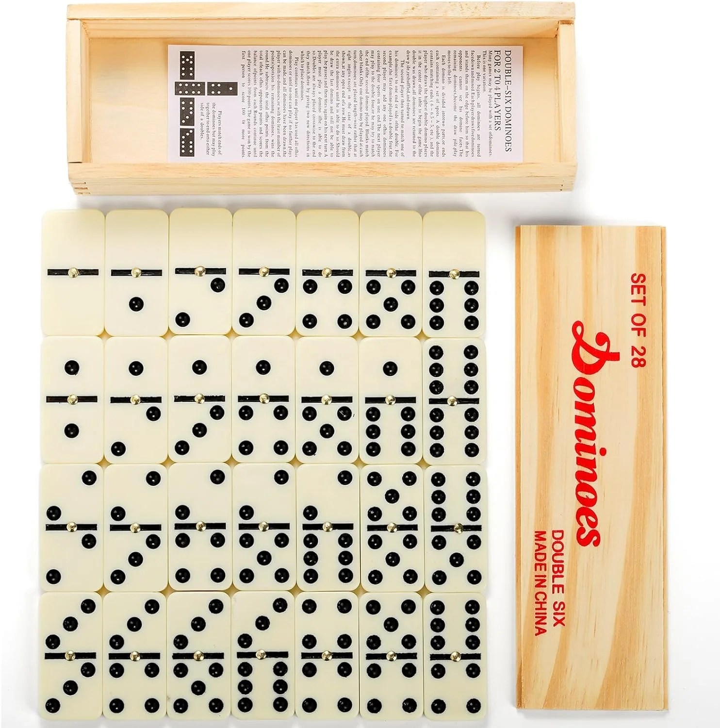 Wholesale Professionnel White Domino 28 Piece Set Board Game Toy Double Six Blank Sublimation Dominoes Set With Wooden Box