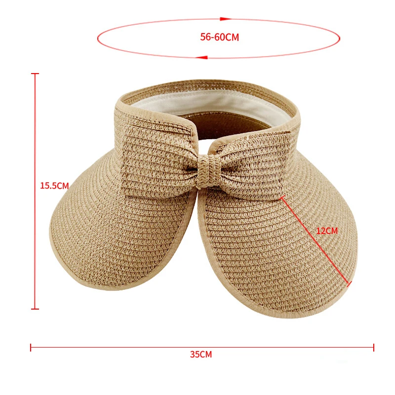 Outdoor ladies summer visors beach hats luxury summer wide brim women printed straw panama hat