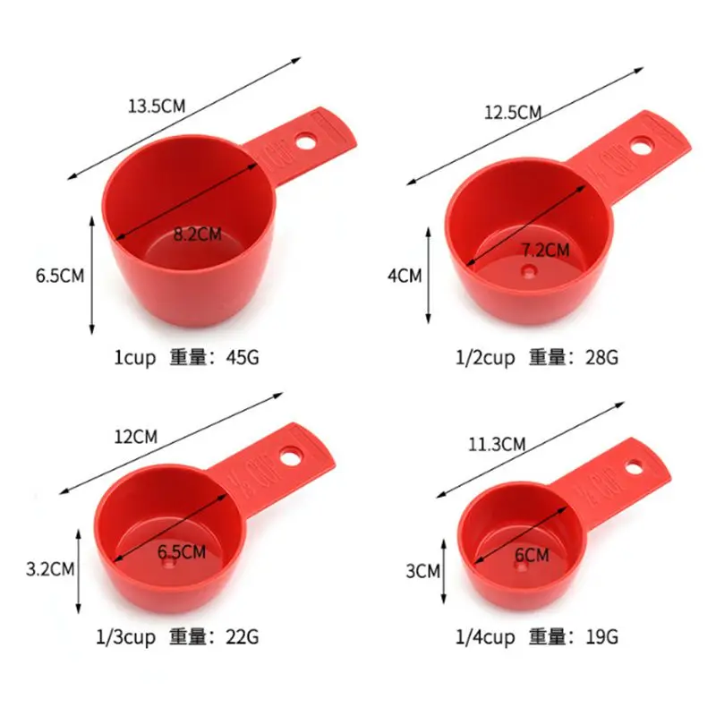 Lixsun 4PCS Plastic 300ML and 200ML Measuring Cup Set for Baking Tools