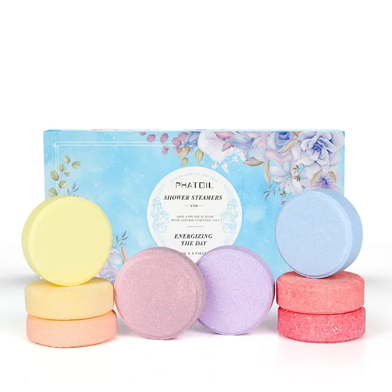 Phatoil 8 scents OEM Custom Packing Aromatherapy Bath Supplies Bath Fizzy Tablet Shower Steamers