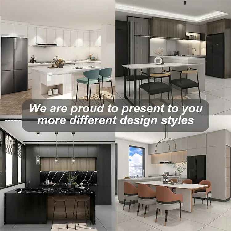 veneer finished house spanish european style korean high end Modern PVC Design Melamine Kitchen Cabinet Vinyl Wrap