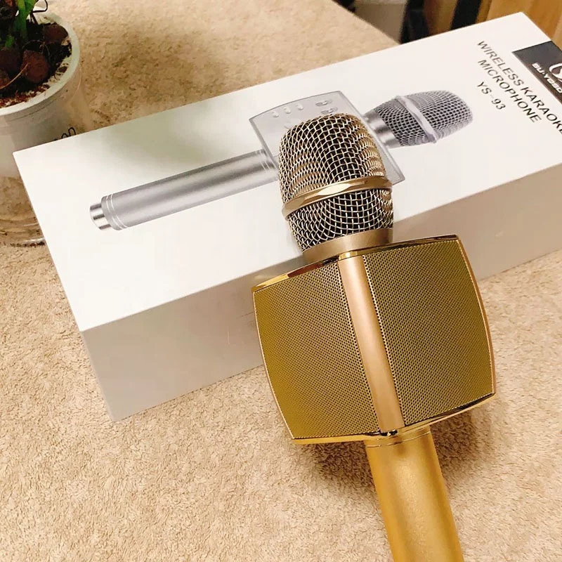 Микрофон с BT YS-93 мобильного телефона на открытом воздухе KTV встроенный динамик поддержкой TF/FM караоке беспроводной микрофон