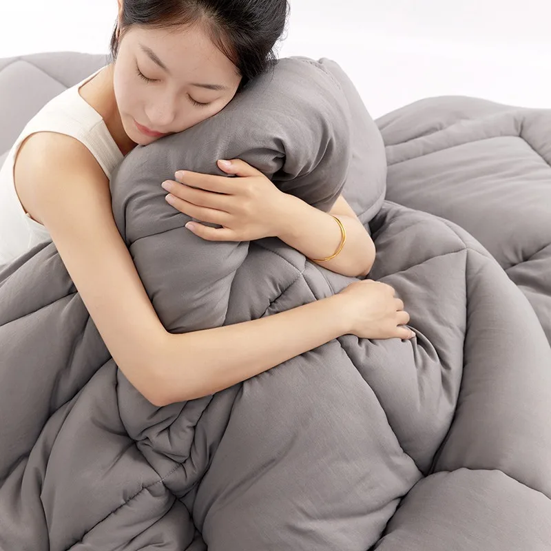 Custom duvet soybean fiber % polyester polyester cotton folded anti-bacterial skin friendly gray white single double quilt core