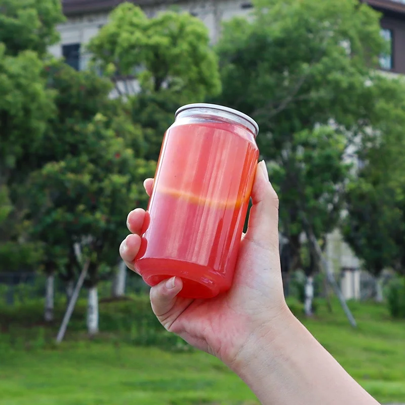 Custom Logo 330ml 500ml 650ml clear transparent coffee bottle cup pet plastic soda can