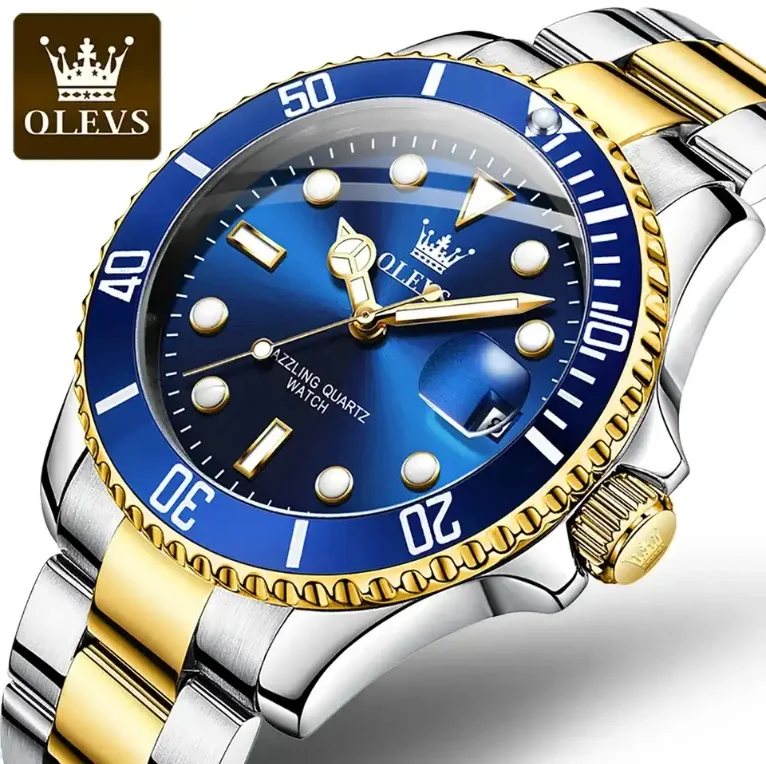 Olevs 5885 Fashion Quartz Wristwatch Water Resistant Feature Alloy Clock Luxury Brand Big Dial Analog Automatic Watch For Men