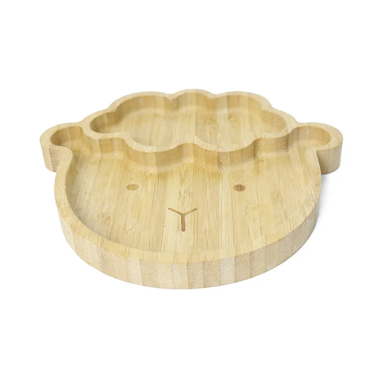 Wholesale Custom Logo Home Toddler Bamboo Suction Plate Baby Food Dish Feeding Plate