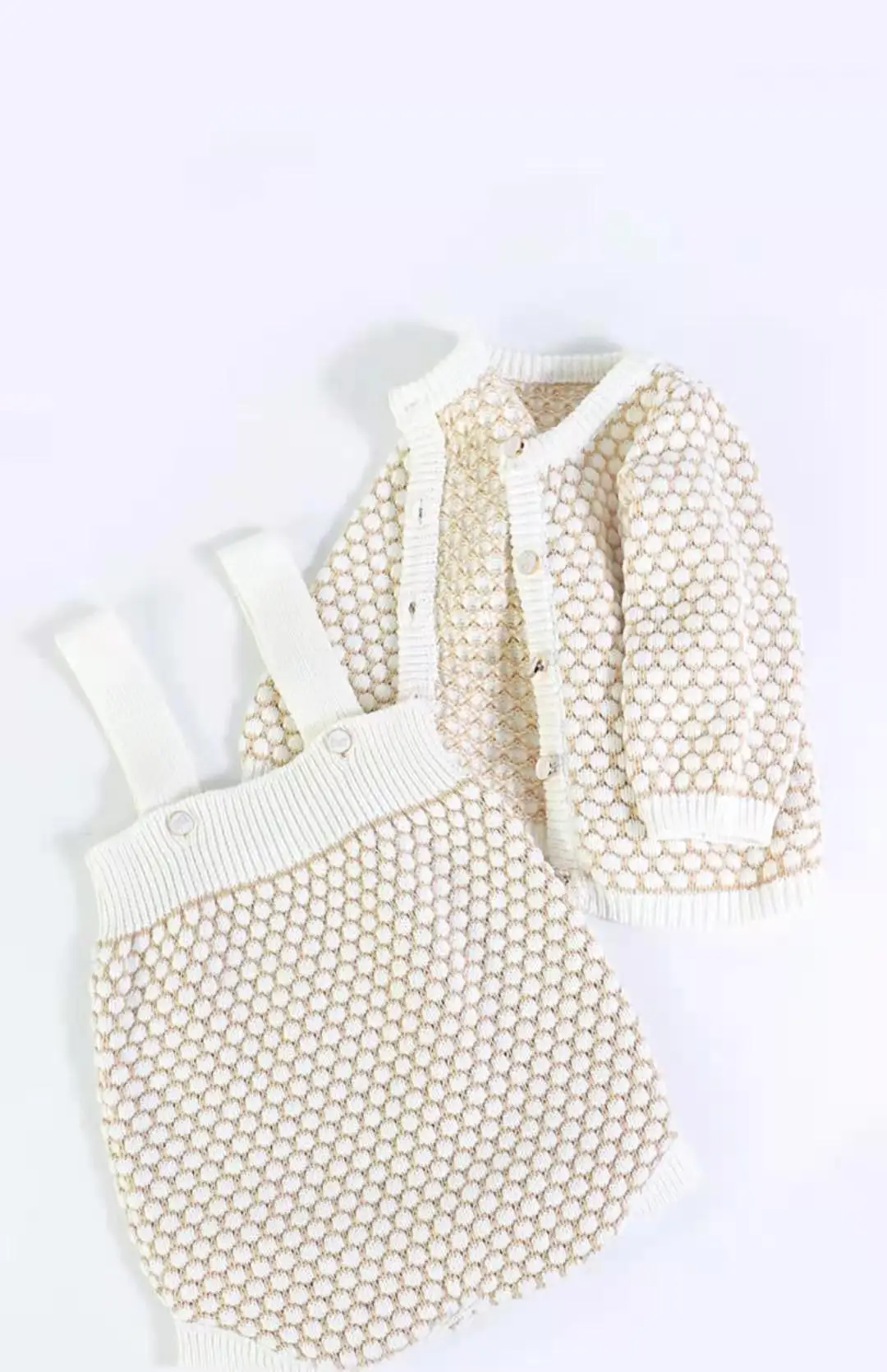 
Wholesale Newborn Baby Girl Knit Cotton Suit Cute Long Sleeve Cardigan Sweater And Romper Pants Baby Outfits 