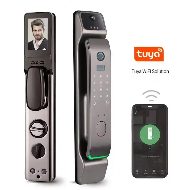 Aether KDS2 Biometric 3D Face Recognition Tuya App Fingerprint Smart Door Lock With Camera