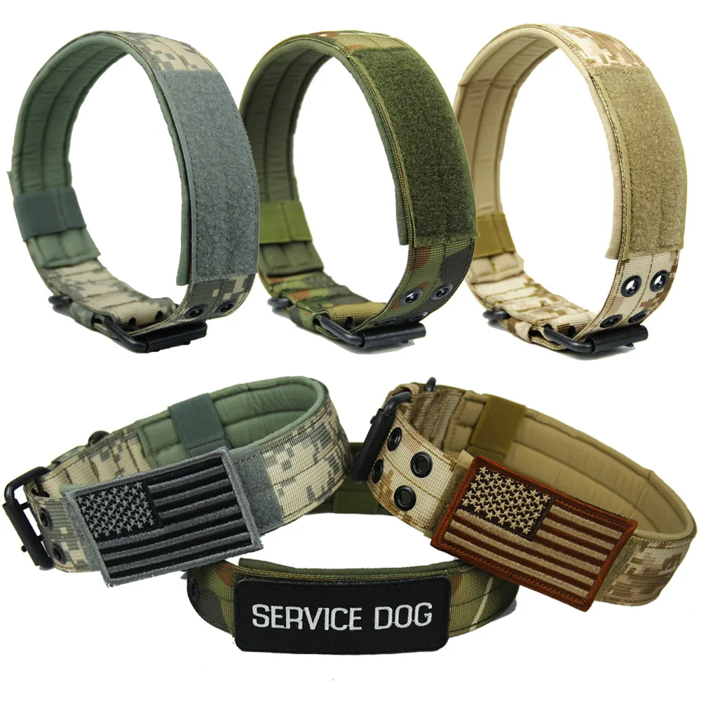 Five stop adjusting pin buckle tactical dog collar training nylon dog collar tactical dog vest