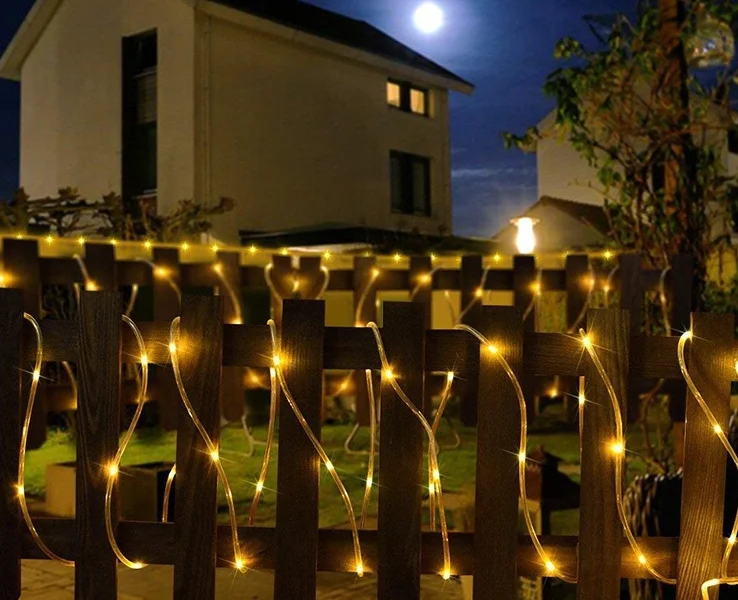 Kanlong outdoor holiday lighting waterproof solar rope light led Christmas decoration string lights