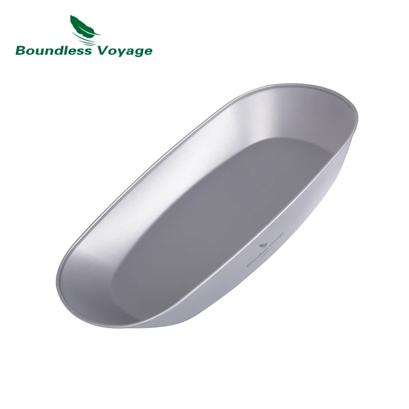 Boundless Voyage pure Titanium Plate pan Ultralight Dish with Carry Bag for home Outdoor Camping Portable Tableware lightweight