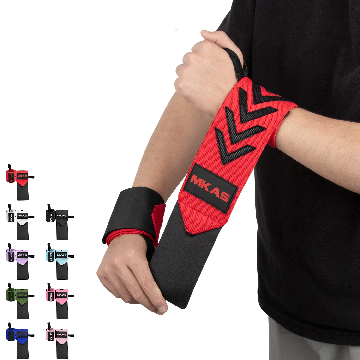 MKAS Adjustable Fitness Weightlifting Custom Workout Wrist Support Wrap High Quality Lifting Gym Wrist Wrap