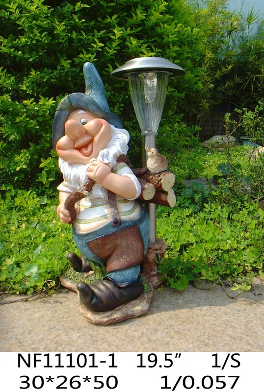 funny garden gnome with solar light