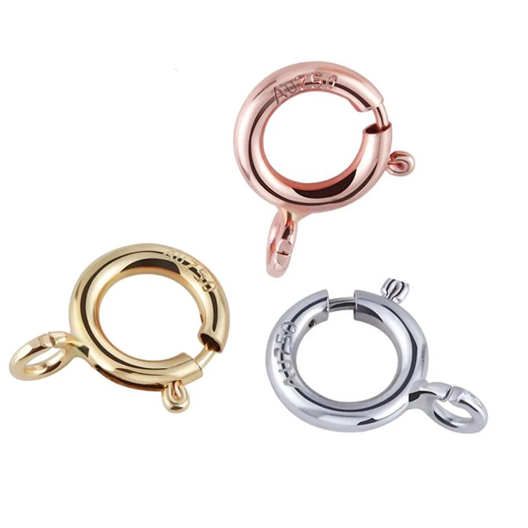 Au750 18ct 4mm-5.5mm 18K Gold Spring Ring Clasp for Bracelet Making Jewelry Accessories Supplies Includes Chain Type Findings