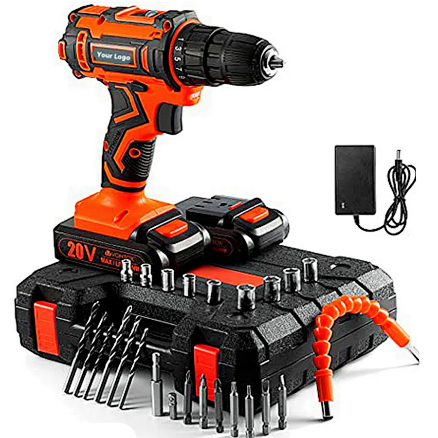 2024 Wholesale Custom Logo 21V Impact Drills Wireless Screwdriver Lithium-ion Battery Cordless Drill Set