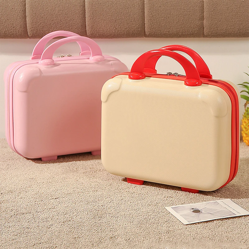 Portable 14' Travel Makeup Case Train Beauty Suitcase Cosmetic Storage Travel Toilet Bag Train Case Portable Cosmetic Storage