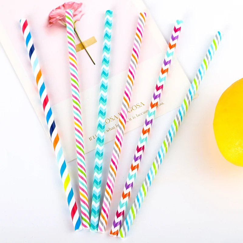 Eco-friendly PP printed drinking straw with stripe design, Christmas candy crane, reusable straw with design