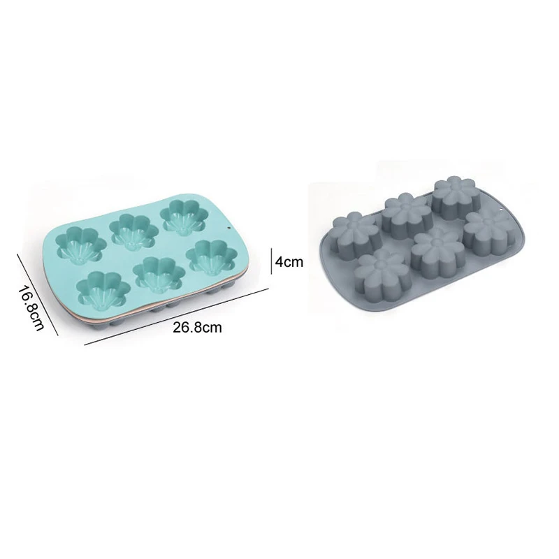 6 Cavity Flower Silicone Mold for Cake Chocolate Candy Cupcakes Pudding Muffins Ice Cube Soap