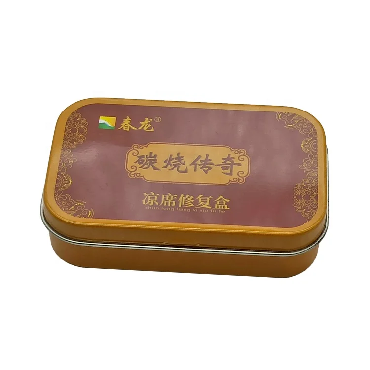 mini rectangular   hinged lid   tin packing  box