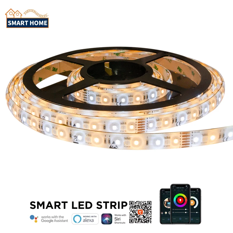 Strips Rgbww Stripe Rgb 30 60 Leds M Ws2812 App 5050 Smd Wifi Led Strip zigbee Smart Alexa Speaker controlledTuya led light