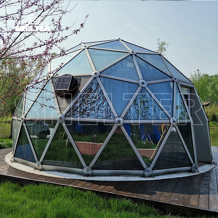 6m Aluminum Frame Glass Prefab Dome House 4 Season Glamping Tents For Sale