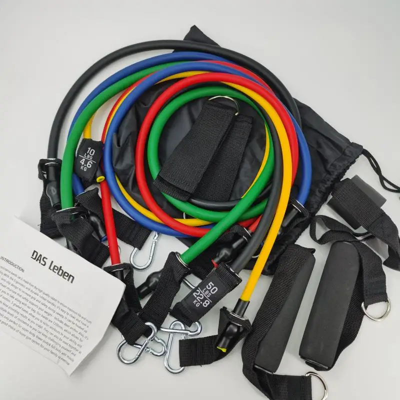11 Pcs Resistance Fitness Pull Rope Set Latex And TPE Resistance Bands Set 11pcs Resistance Bands