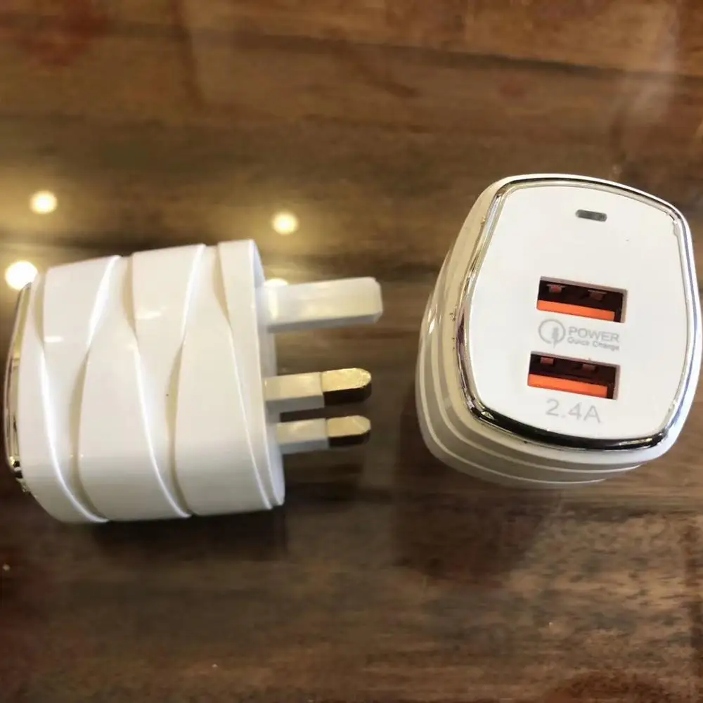3-контактный двойной USB великобританская сетевого зарядного устройства для телефона 2.1A состоящий из универсального адаптера на 2 штепсельная вилка британского стандарта AC настенное зарядное устройство адаптер путешествий OEM