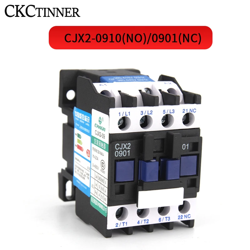 CJX2-0901/0910 50/60HZ 9A AC контактор переменного тока Din рейка крепление 3P + 1NO нормально открытый