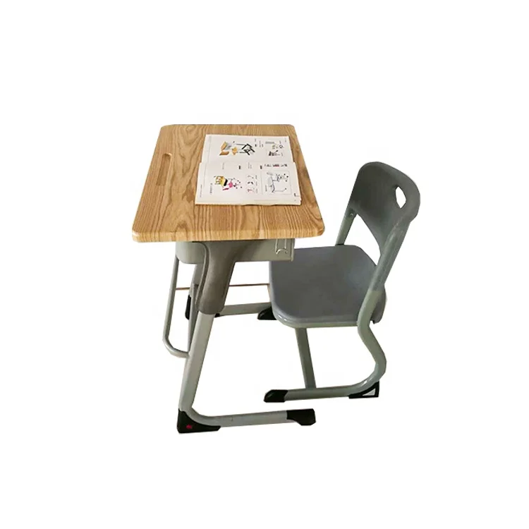 Colourful adjustable height desk 1 person school class room desk and chair