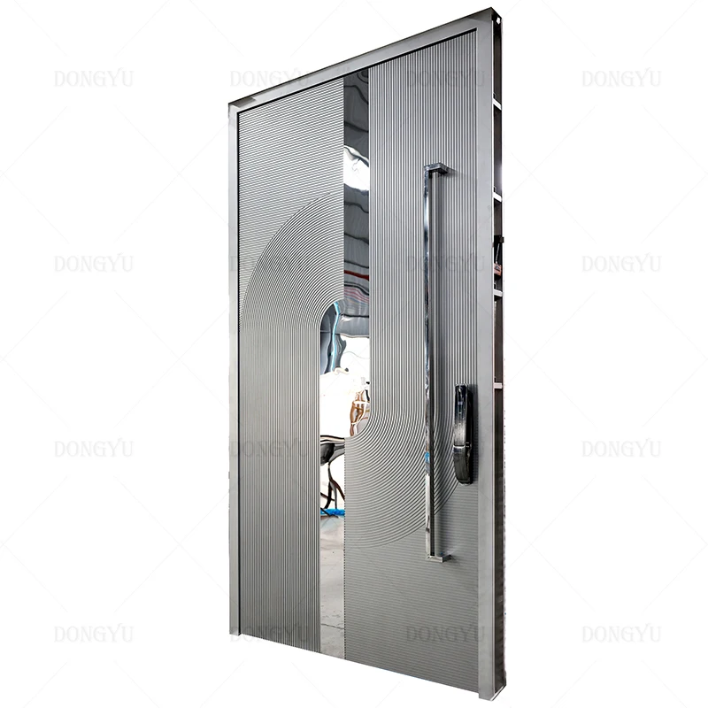 Black special handle main exterior front entry  gold security cast aluminum door for houses with smart lock front entry door