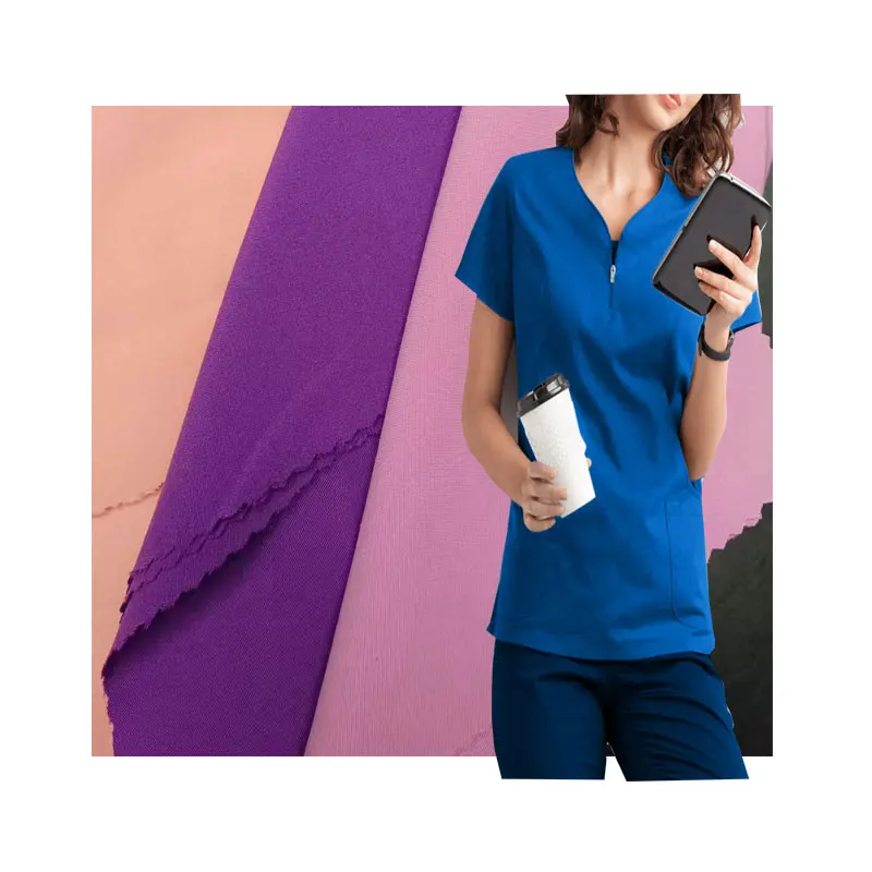 Manufacture hot sale hospital uniforms  72% polyester 21%rayon 7%spandex TR four way Stretch Fabric
