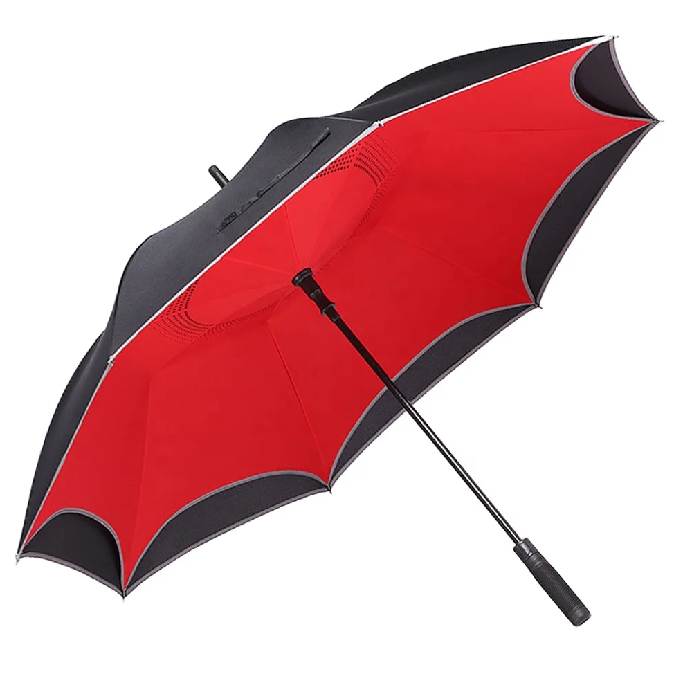 OEM Factory Production 30Inch 8K Double Layer Plastic Handle Strong Windproof Golf Umbrella