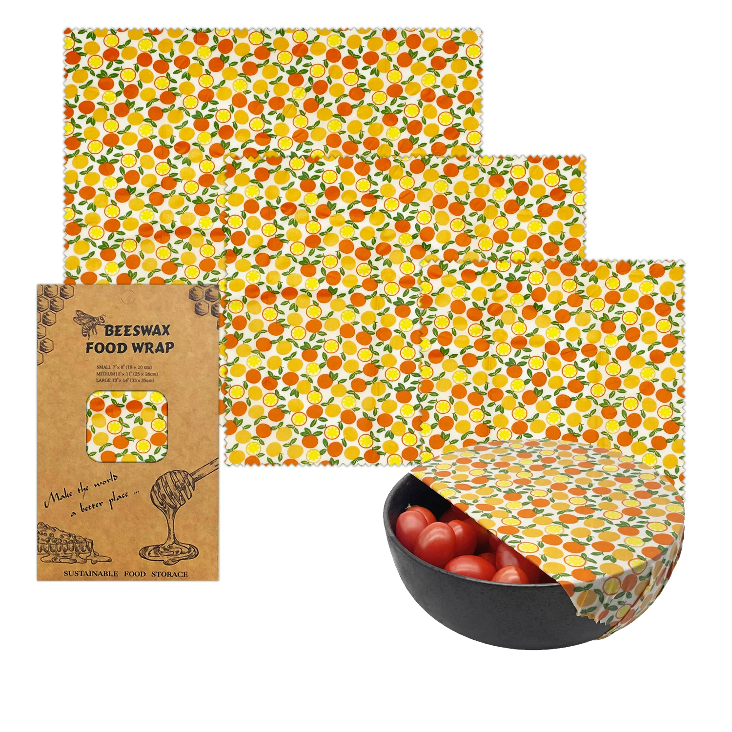 
Washable Reusable Bees wax Packaging Reusable Beeswax Wraps Food Wrap 