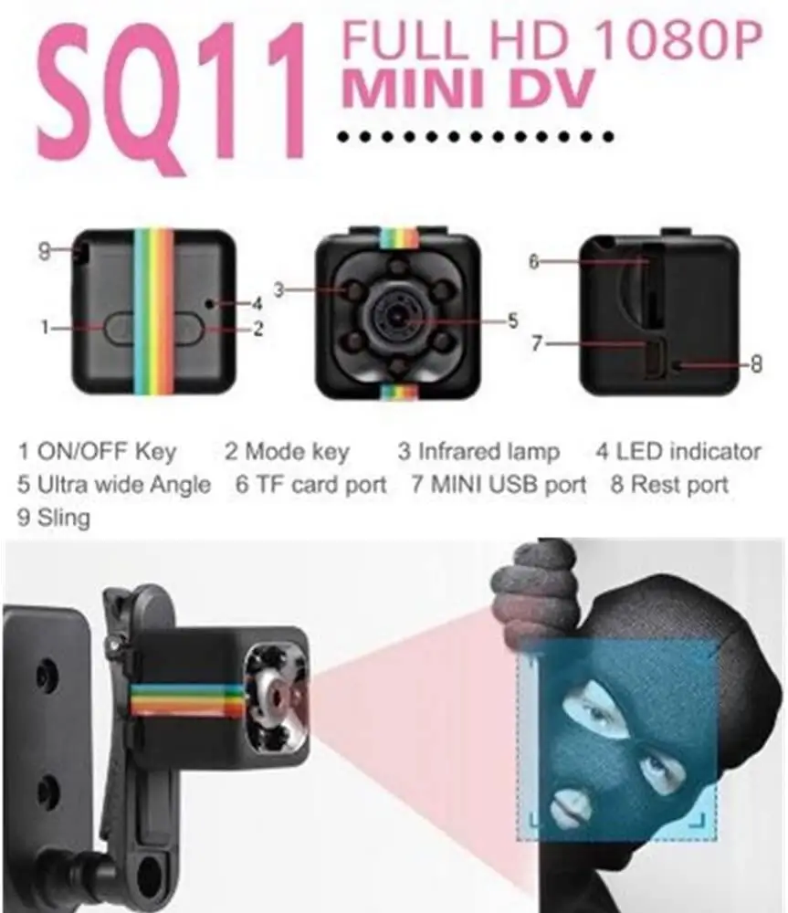 Webcam Mini Camera SQ11 Sansnail HD Camera SQ8 SQ9 Upgrade Night Vision Mini Camera 1080P Sports Mini DV Recorder
