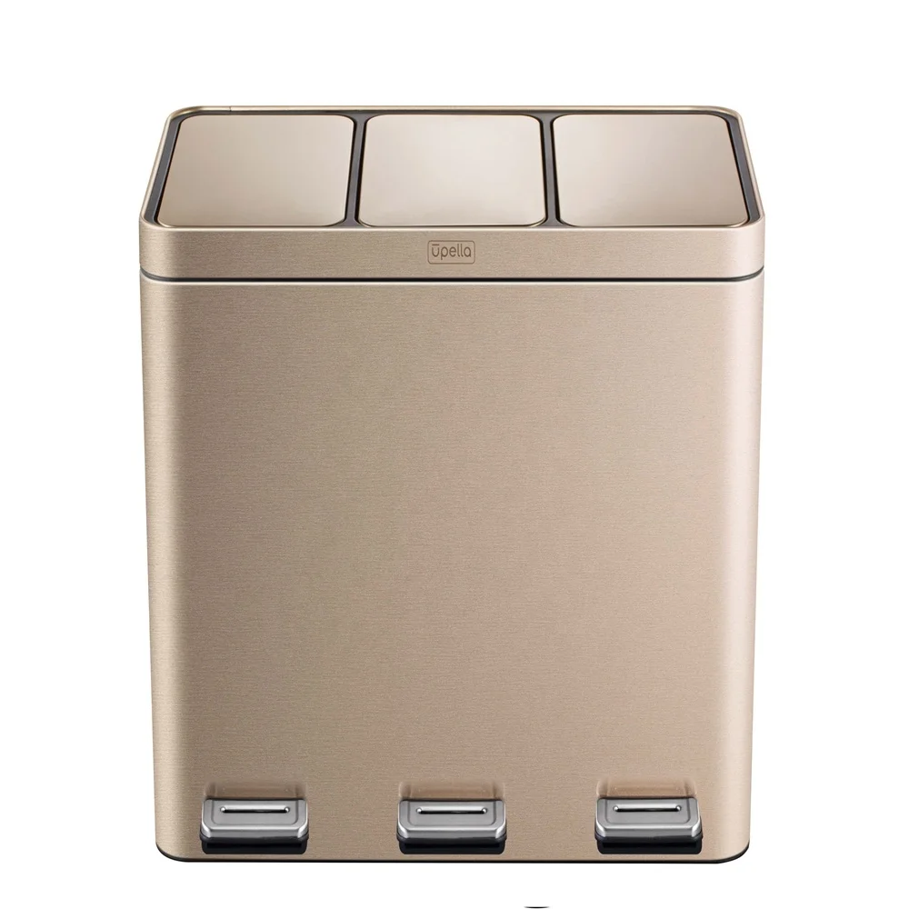 Household Metal Trash Can 3 Compartment Garbage Waste Bin 3 in 1 Classification Trash Can
