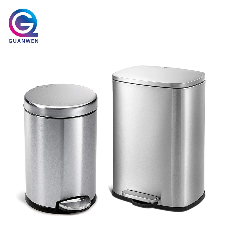 Eco-Friendly round Stainless Steel Step-On Trash Can with Pedal Paper Basket Induction Structure for Kitchen Use