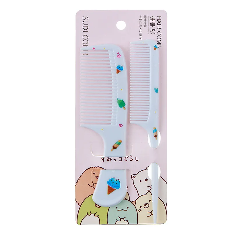 Cartoon 2Pcs/Set Child Girls Hair Styling Combs Set Cute Strawberry Pattern Print Kids Hair Brush Comb Wholesale