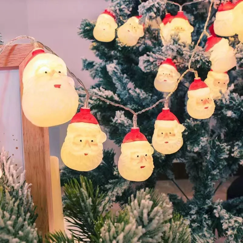 10ft 20 LED Christmas Tree String Light Outdoor Santa Claus Snowman Battery Operated Christmas Lights for Room Party Xmas Decor