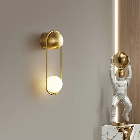 Milk white ball sofa background G9 wall lamp beautiful gold bedroom bedside glass wall light black gold for hotel home