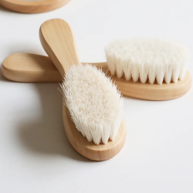High quality 100% Natural Goat Hair Baby cleaning brush  Eco-Friendly Wooden Hair brush