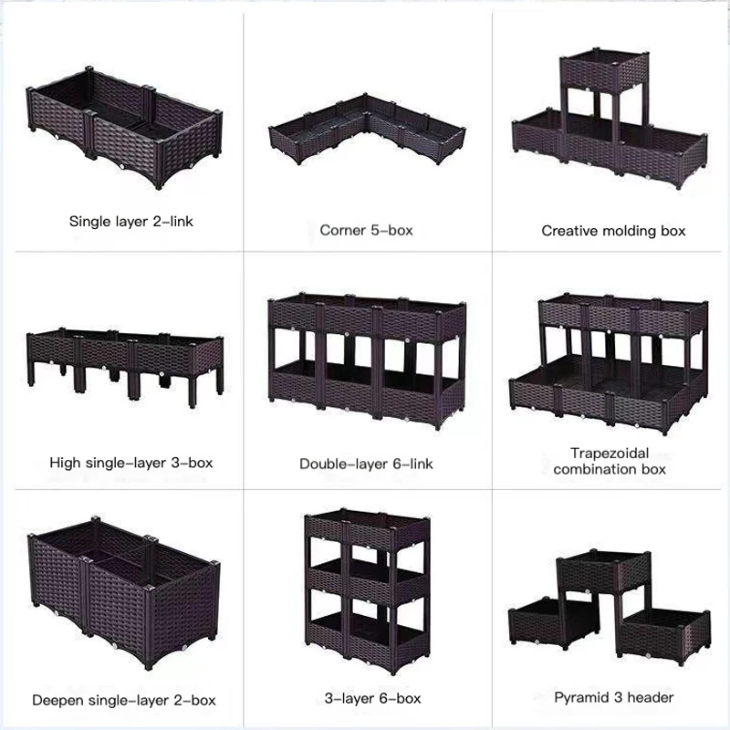 1/2 Layer 1/2/3 Boxes Elevated Garden Bed Plant Planting Box Checkered Plastic Balcony Planting Box For Flowers And Vegetables