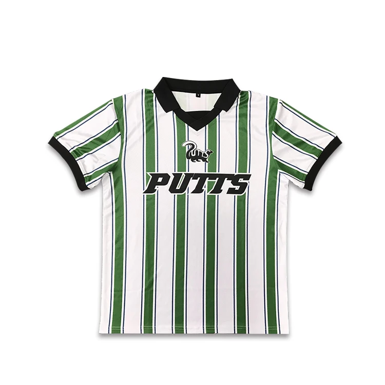 Wholesale Custom Retro Design  Football Jersey Sublimated Stripe Soccer Jersey