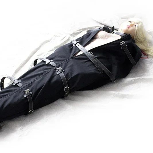 SM Canvas Shroud Bag Leather Bondage Strap Body Harness Full Body Bondage Alternative Bondage Headless Costumes Couple Bad Taste