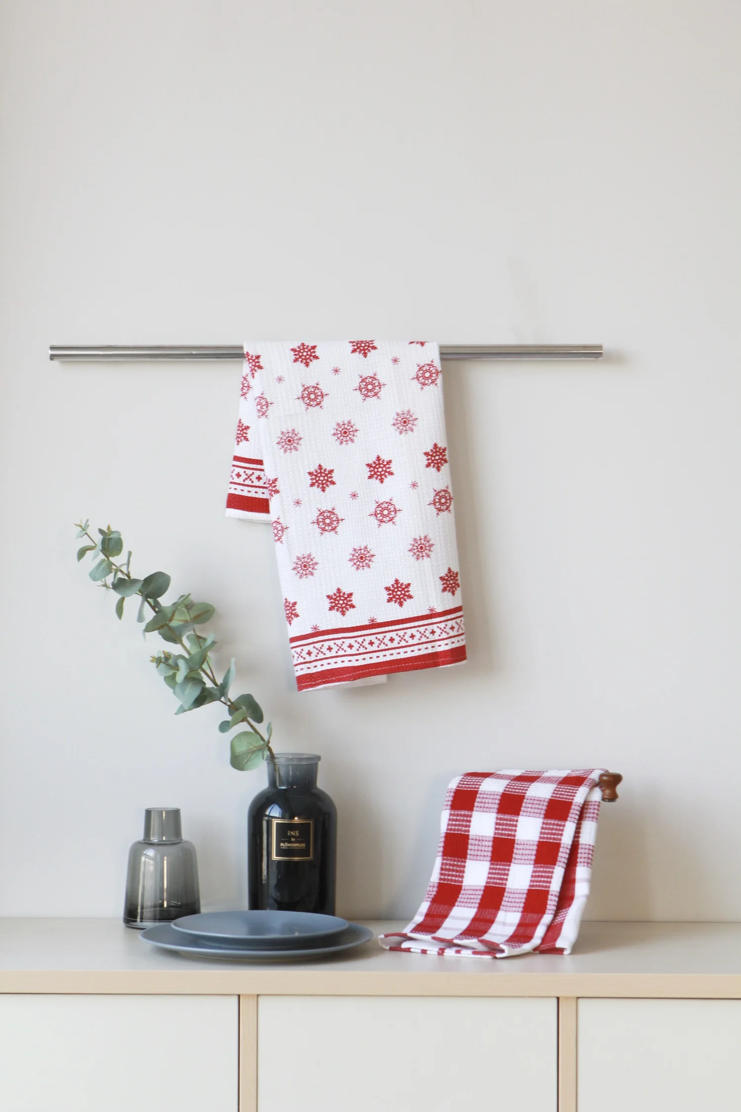 100% cotton linen printed LOGO tea towel set hanging customized printed waffle kitchen towel