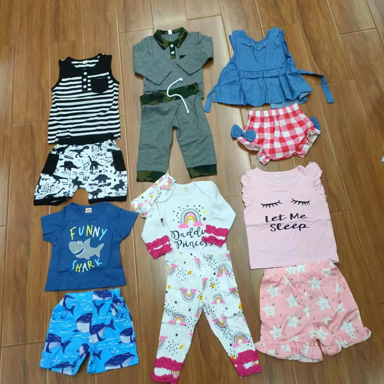 Newborn Baby tenor clothing sets baby Summer Short Sleeve Tops Boys Girls Outfits 2 Pieces overstock assorted leftover surplus