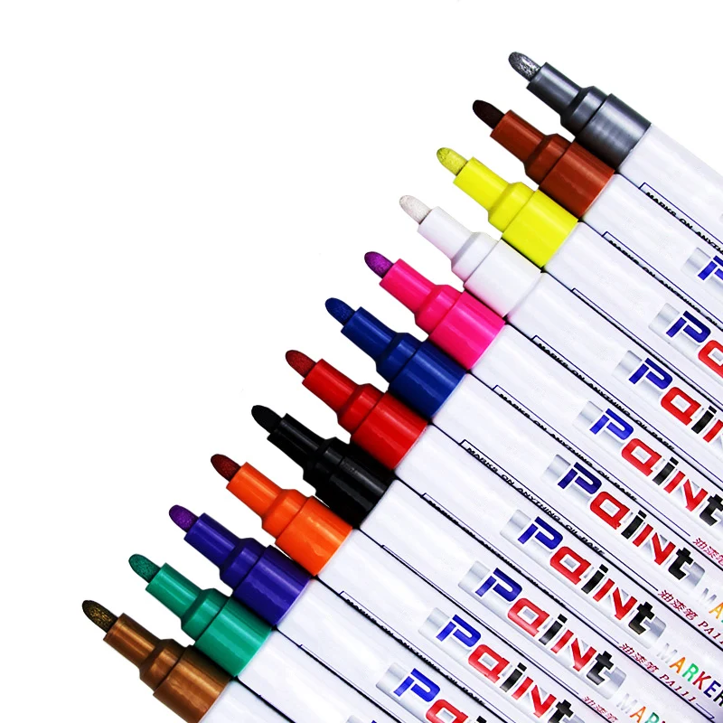 BECOL New Arrival Colorful Art Paint Marker pen 12 Colors DIY Album Graffiti Pen Waterproof Permanent Car Tyre Paint Markers