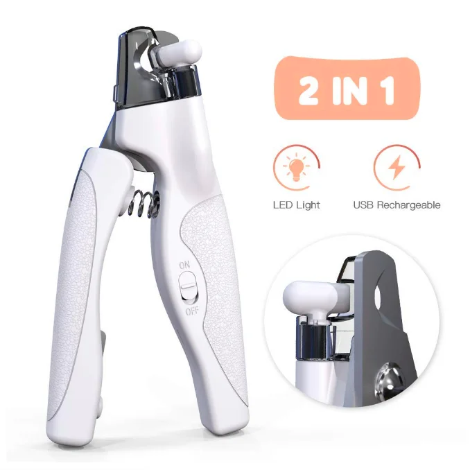 Dog Nail Clipper with LED Light Built-in Nail File  Pet Dog Cat Nail Toe Claw Clippers