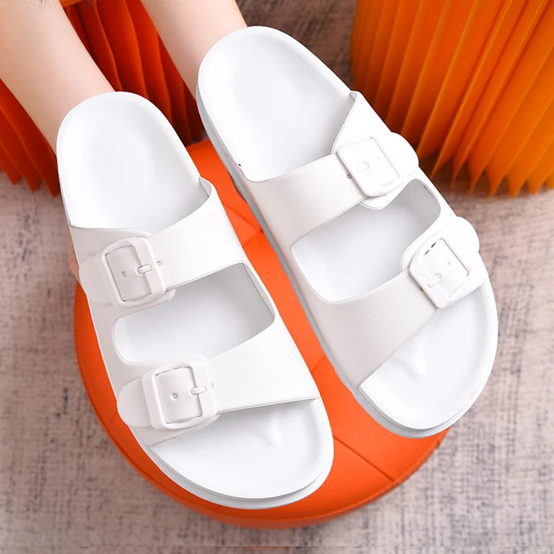 2024 New  XuYe  Wholesale flip flops Unisex platform slides slippers Double-buckle Adjustable Strap Size Pillow Slippers