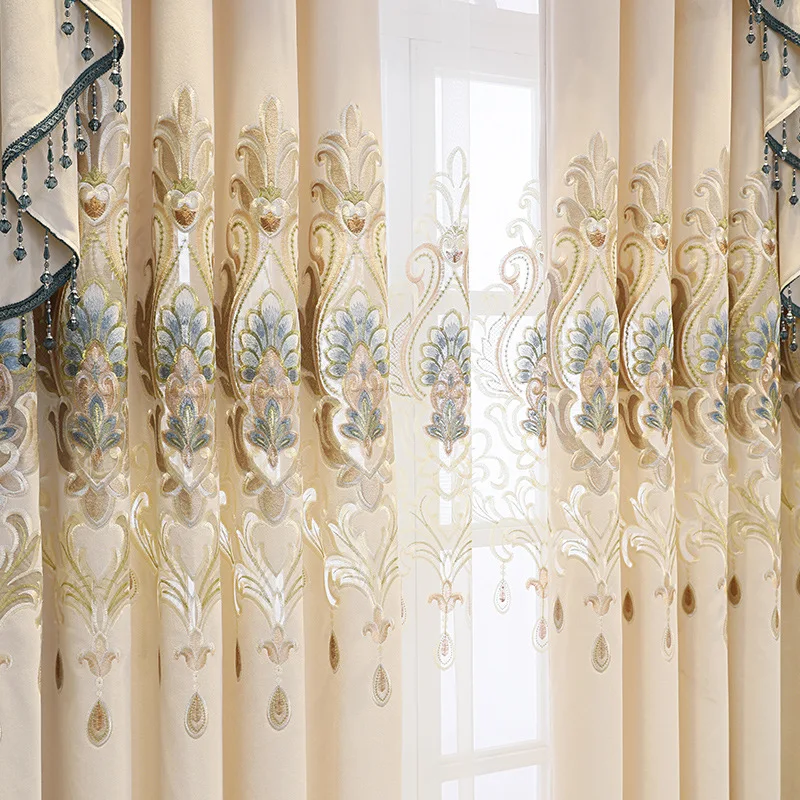 Velvet Classic Royal Quality Blackout Cortinas Window Embroidery Luxury Curtain Fabric For The Living Room