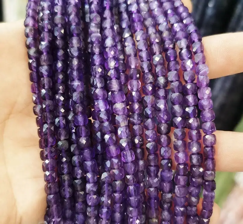 wholesale  Natural Stone Faceted Cube Gemstone Beads 2.5mm*2.5mm Small Cubic Jewellery Making  Accessory Cube